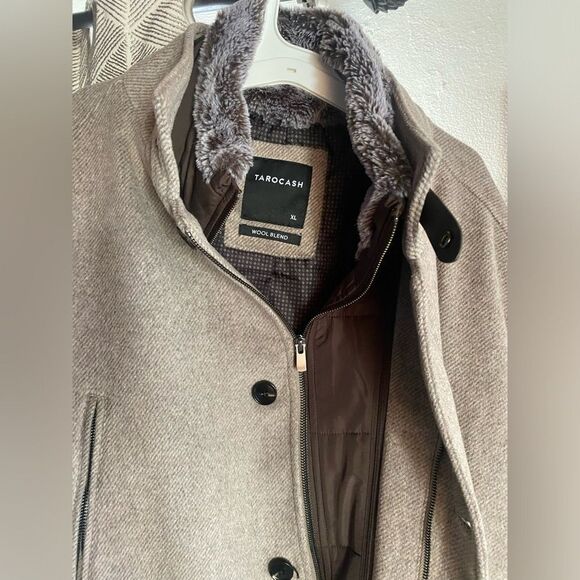 Tarocash Mens Wool Blend Jacket Brown Size XL Long Sleeve Zip Buttons - Picture 14 of 16